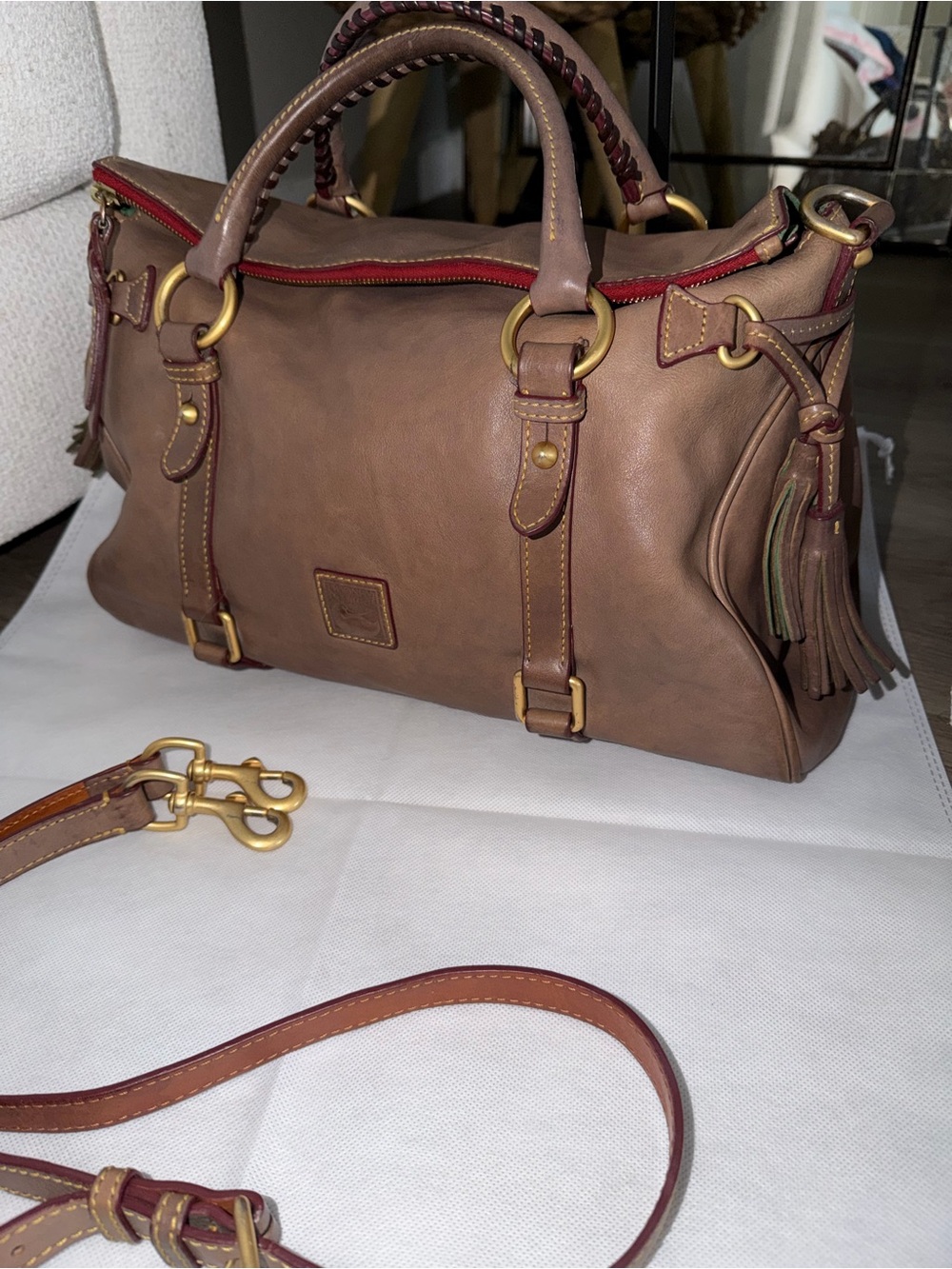 Dooney & Bourke Florentine leather satchel in elephant